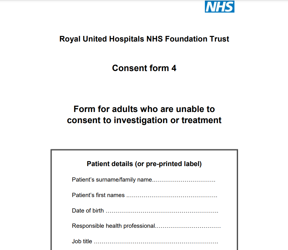 Medical Consent Form For Adults