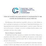 Consent Form For Experiment
