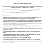 Printable Piercing Consent Form