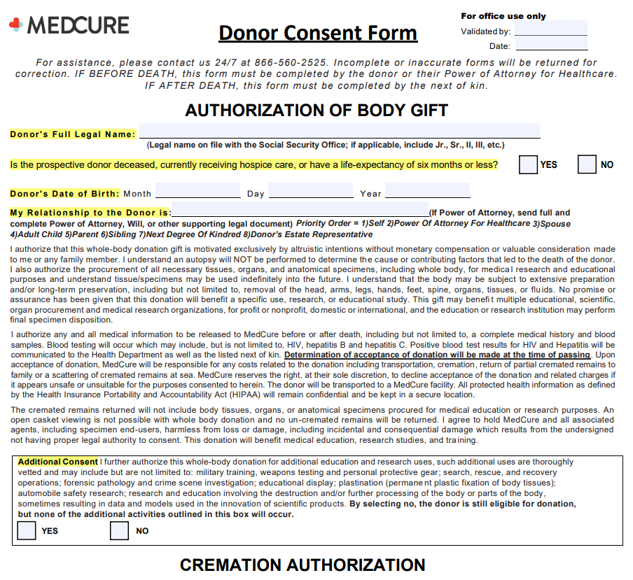Medcure Donor Consent Form